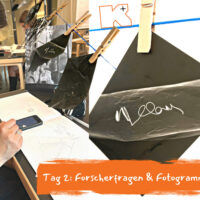 Tag 2 des Begabtenworkshops Kunstpioniere PLUS: Forscherfragen und Fotogramme